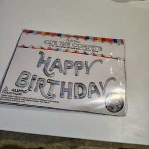 NWT Packed Party Happy Birthday Letter Confetti Balloons Silver Supplies Decor